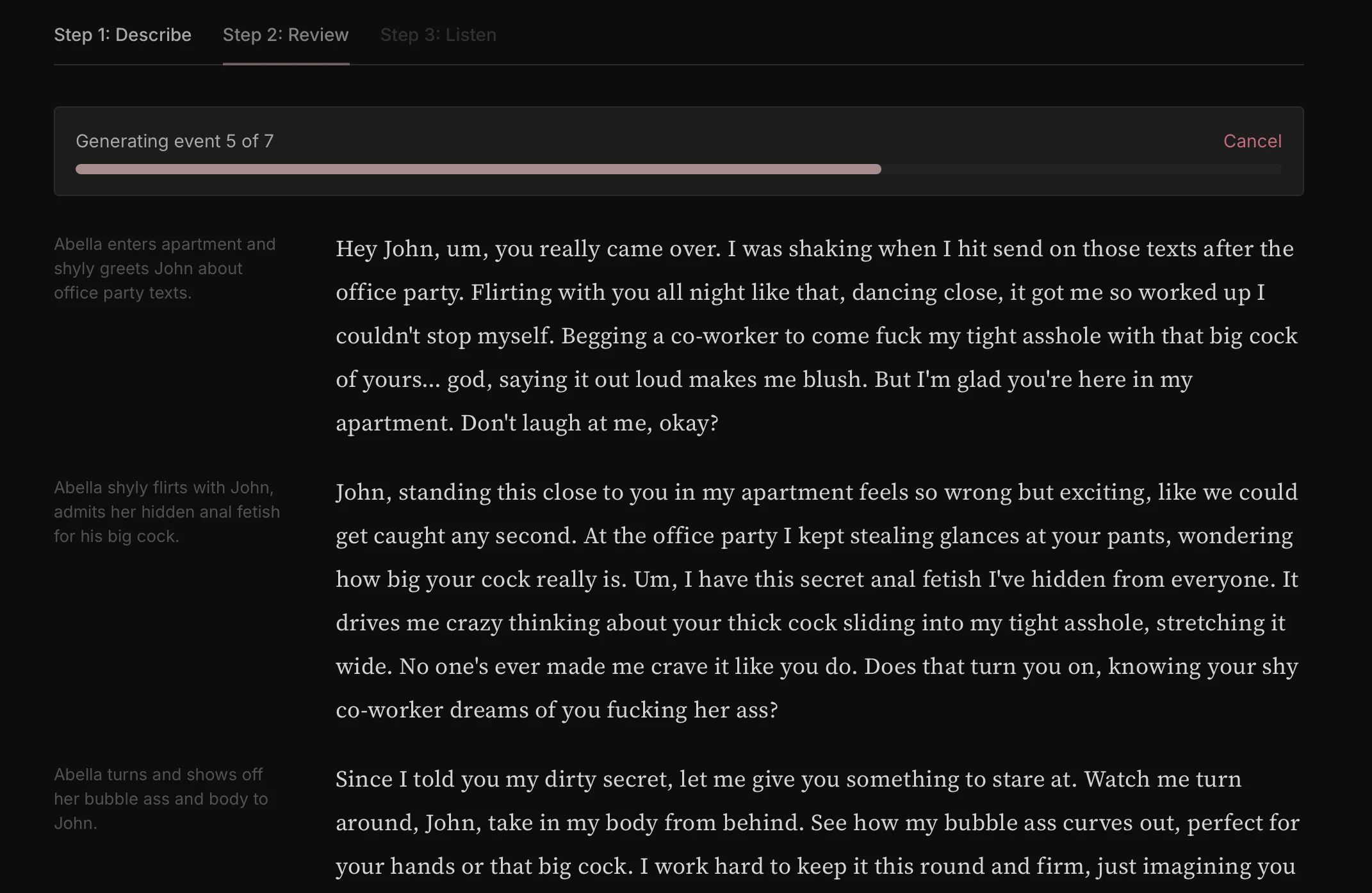 Script editor interface